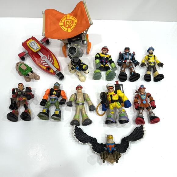 Fisher Price Rescue Heros Vintage Lot with Rescue Pets Parachute Boat etc - Picture 1 of 16